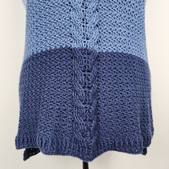 Crochet Tank Top High-low Hem Handmade Handcrafted Blue 3 Tones - Picture 9 of 16